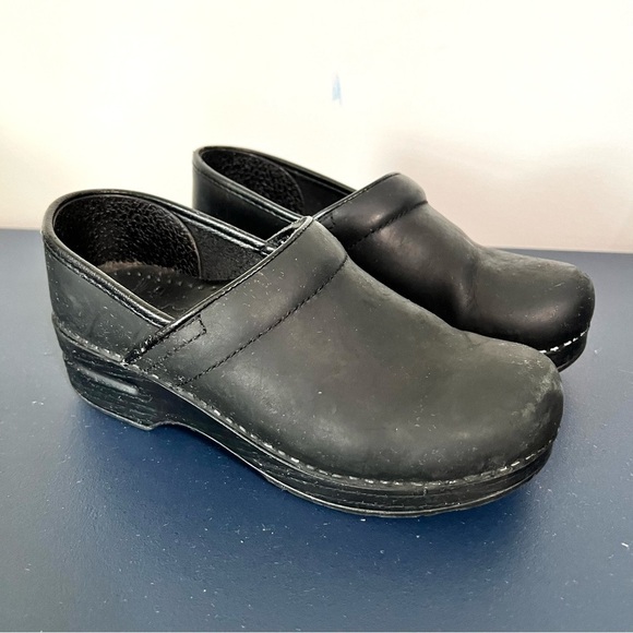 Dansko Professional Matte Black Leather Platform Slip On Clog Shoes Size 36 - Picture 16 of 16